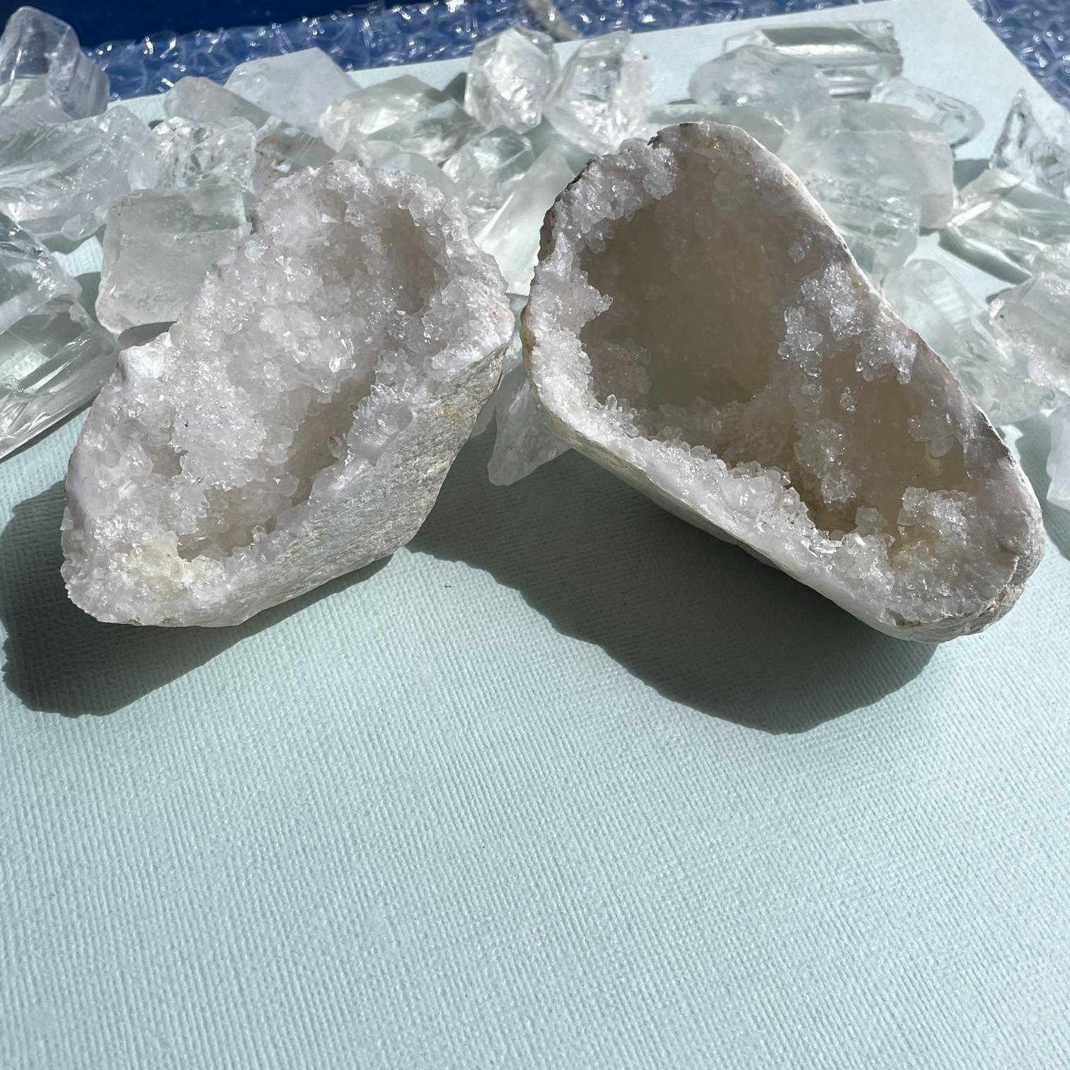 Quartz Geode - Medium Pair Quartz Geode - Medium Pair